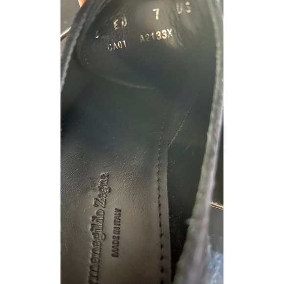 ERMENEGILDO ZEGNA Midnight Navy Blue Suede Derby Men’s US 7 $650 main image 4